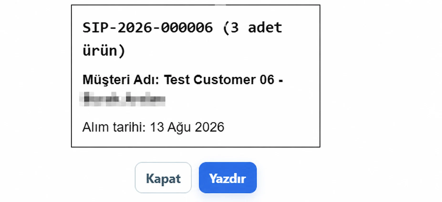 Halı siparişi için barkod etiketi yazdırma ekranı